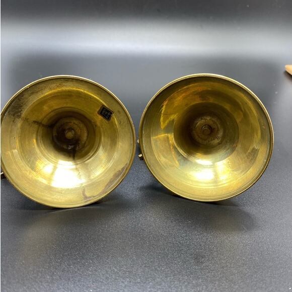 Pair solid‎ Brass Candle holders Boho Vintage Chamberstick India Midcentury - Picture 2 of 6